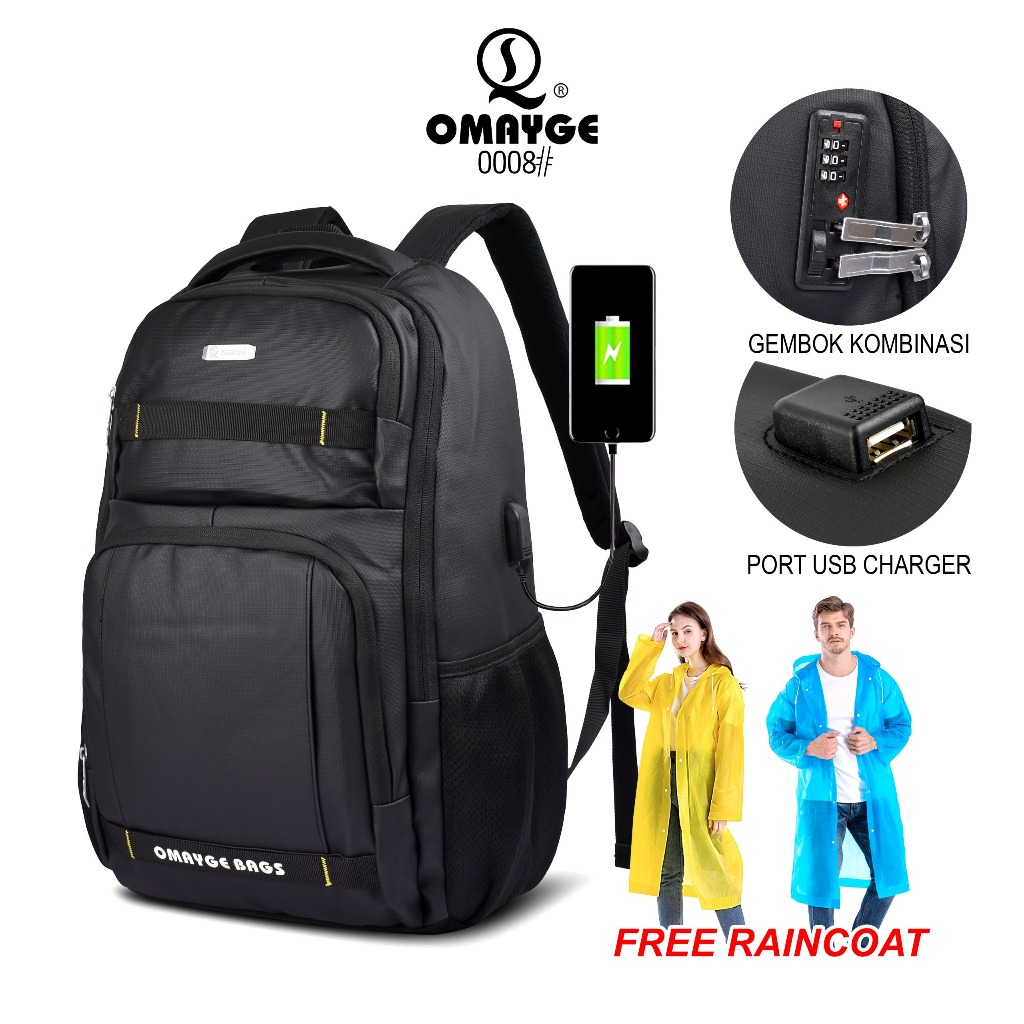 Omayge Tas Ransel Omayge 0008 Tas Backpack Tas Laptop Pria Kerja Tas Kunci Gembok