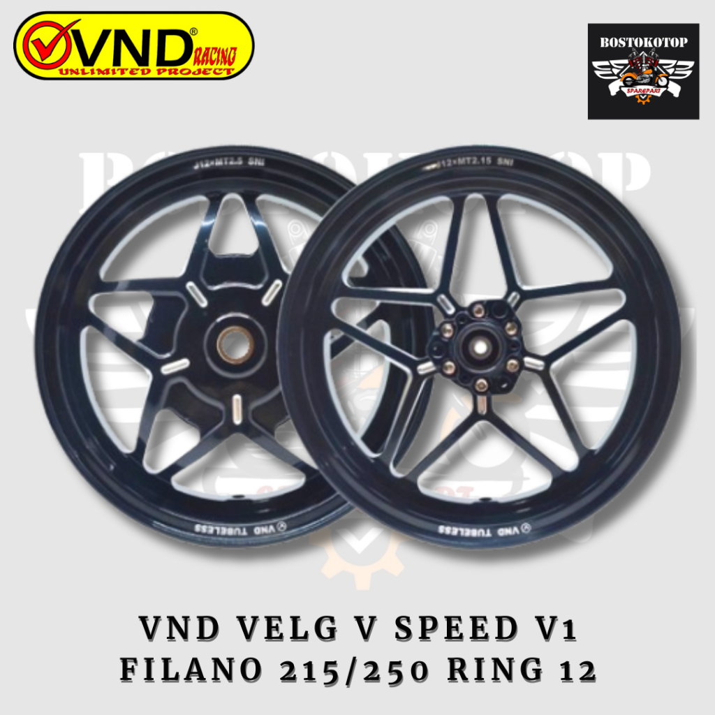 VND Velg Racing Tipe V Speed V1 Gen 1 Ukuran 215 250 Ring 12 Motor Grand Filano / Freego Set Depan B