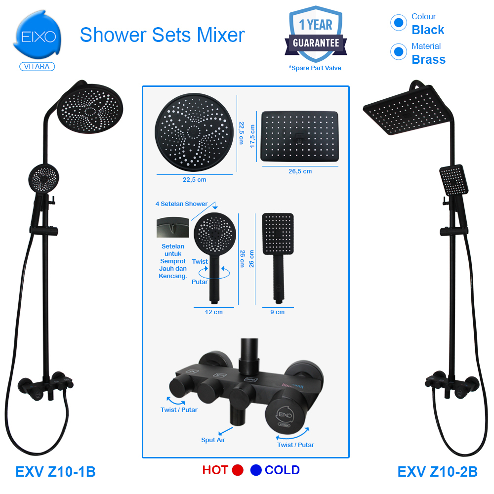 Shower Mandi Stainless Stell Panas Dingin EIXO VITARA Z10