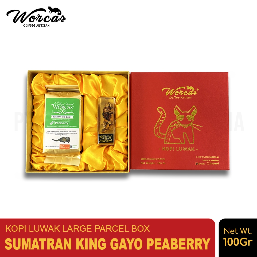 

WORCAS Kopi Luwak Liar Peaberry Sumatran Gayo Large Gift Box 100gr Acrylic