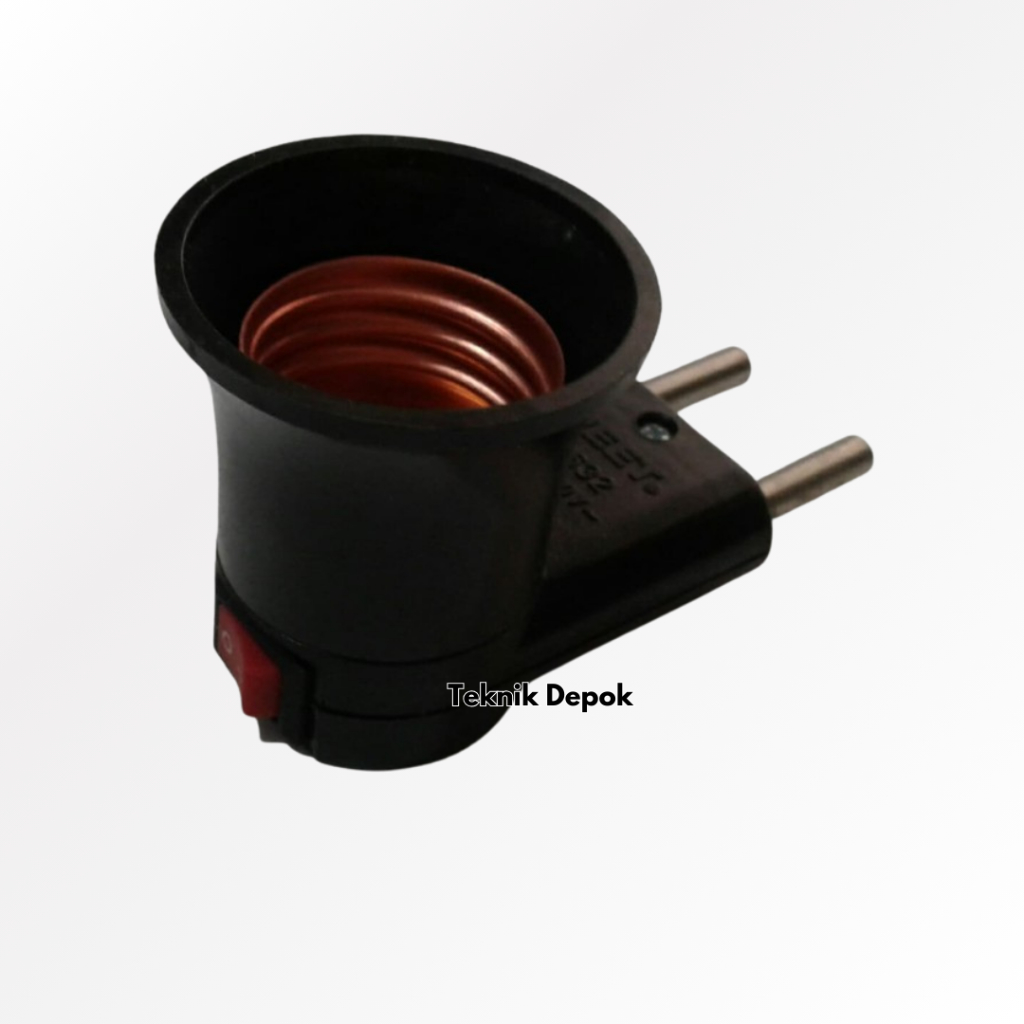 Fitting Lampu Colok Model L Type M-632 Plus Saklar Switch On Off Sambungan Rumah Lampu Tidur Colokan