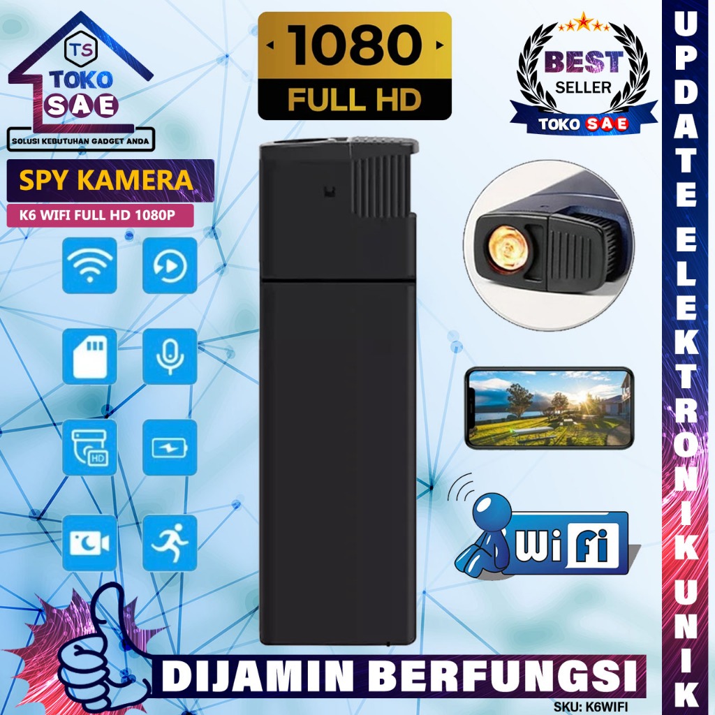 Kamera Mini Wifi Full HD 1080P Model Korek Api Electrik Spy Camera Lighter K6 V18 Hiddden Spycam Sia
