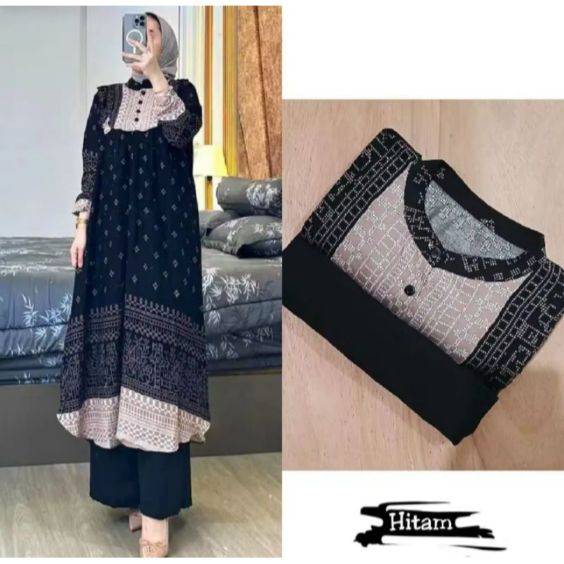 Setelan Tunik Rayon Diamond Mix Crinkle Airflow