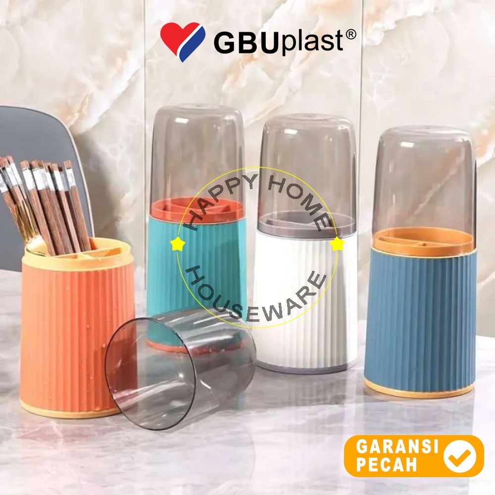 GBUplast Alexa Cultery Holder With Lid Tempat Sendok Garpu Sumpit Alexa Tutup Serbaguna