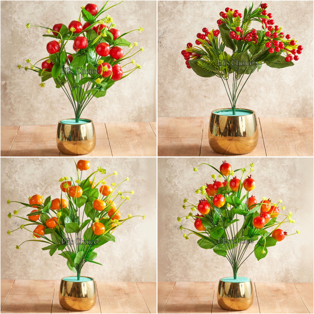 POHON BUAH JERUK APEL CHERRY DELIMA / BUNGA HIAS / POT BUNGA / ARTIFICIAL FLOWERS / BUNGA PLASTIK