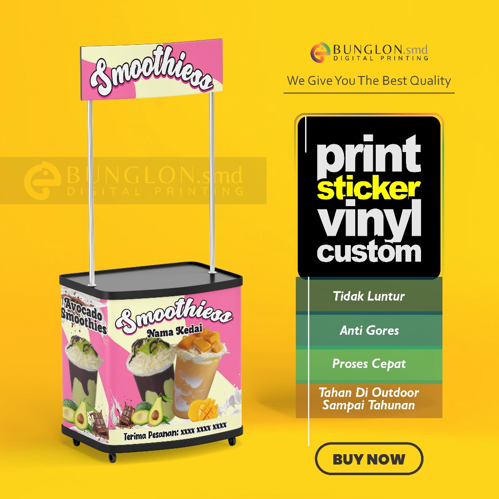 

CETAK STIKER MEJA BOTH SMOOTHIES MEJA JUALAN EVENT DESK FREE REQUEST DESAIN