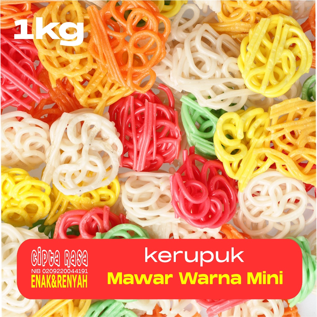

KERUPUK MAWAR MINI ANEKA WARNA KEMASAN 1 KG