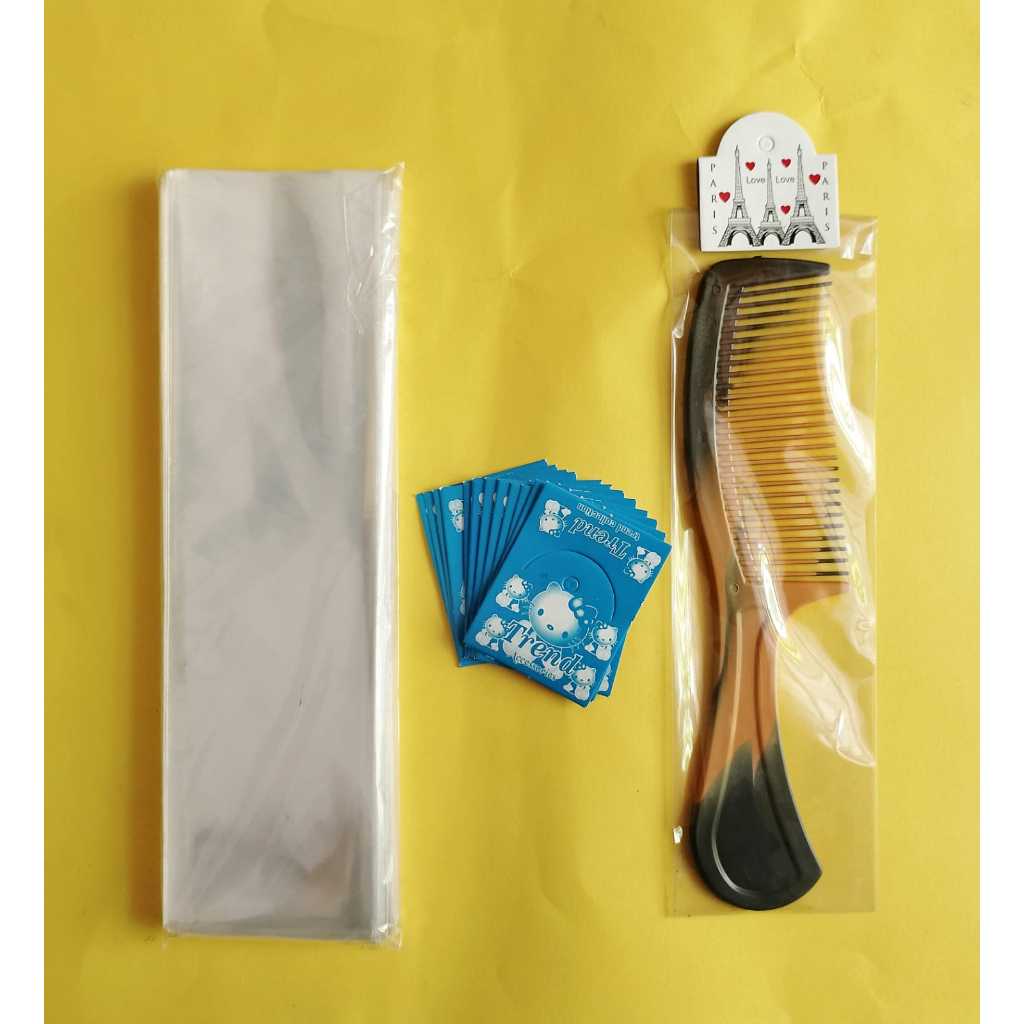 

100 Set Plastik Kemasan Sisir Dan Kertas Label Hangtag Plastik Aksesoris Plastik Opp Tebal 40 micron