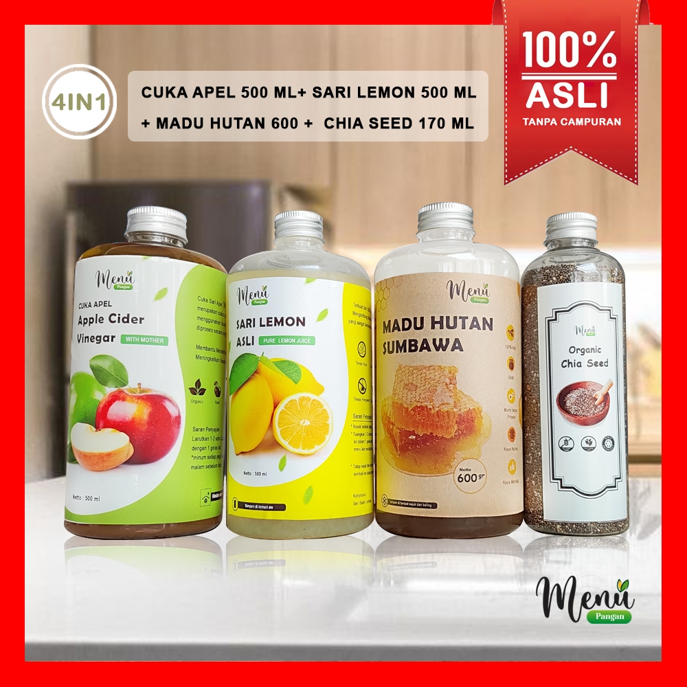 

Paket Bundling Sehat - Cuka Apel, Sari Lemon, Chia Seed, Madu Hutan Sumbawa - Praktis dan Ekonomis