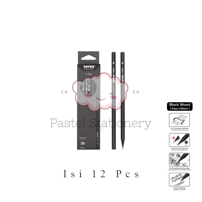 

[PACK] Pensil Komputer Gambar Kayu 2B Joyko P-8136 1 Pak Isi 12 Drawing Pencil Murah