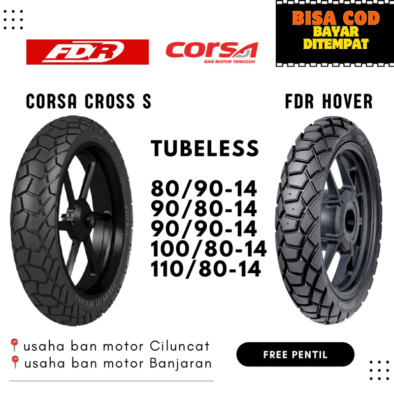 BAN MOTOR MATIC DUAL PURPOSE CORSA PLATINUM SEMI CROSS FDR HOVER RING 14 TUBELESS