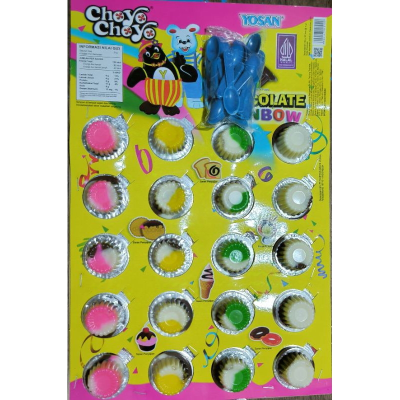 

coklat cup choyo choyo. coklat pelangi jadul isi 20 pcs