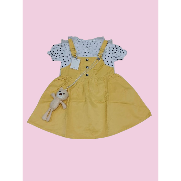 Overall Midi dress Jeans Anak Perempuan Import