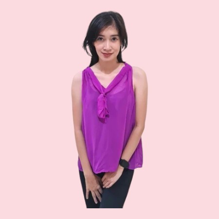 Blouse Polos Ungu Branded Sisa Ekspor - Atasan  Wanita