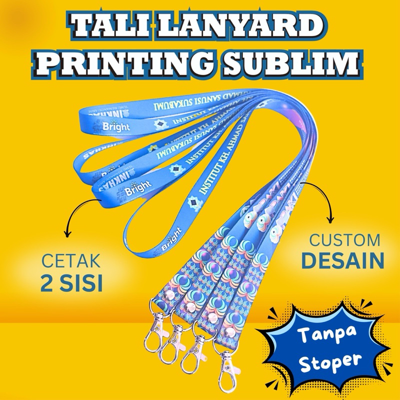 

(SATUAN /BANYAK)/TALI LANYARD PRINTING SUBLIM/TALI LANYARD ID CARD/TALI LANYARD CUSTOM /TALI LANYARD 2CM/GANTUNGAN ID CARD/TALI ID CARD