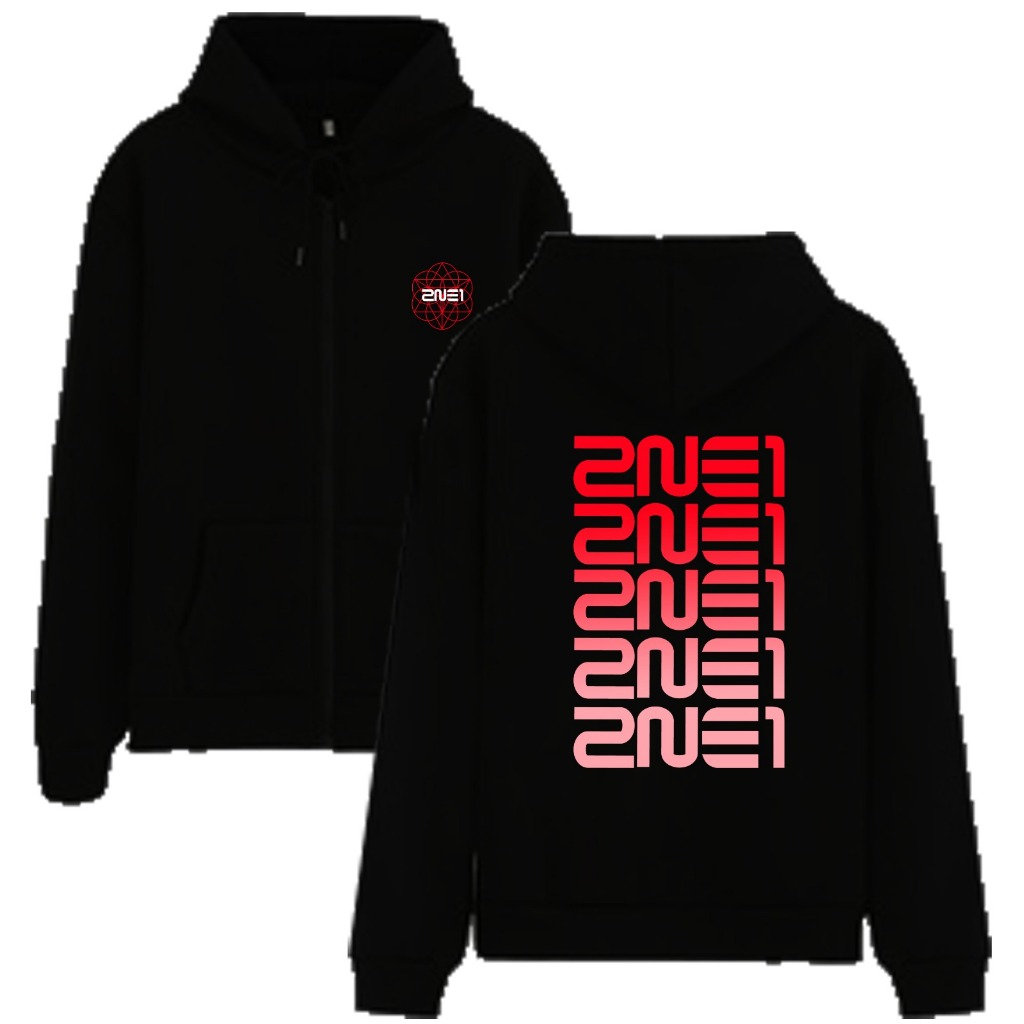 Zipper KPop 2NE1 Logo Comeback 2NE1 2NE1 Gradasi Merah Merah