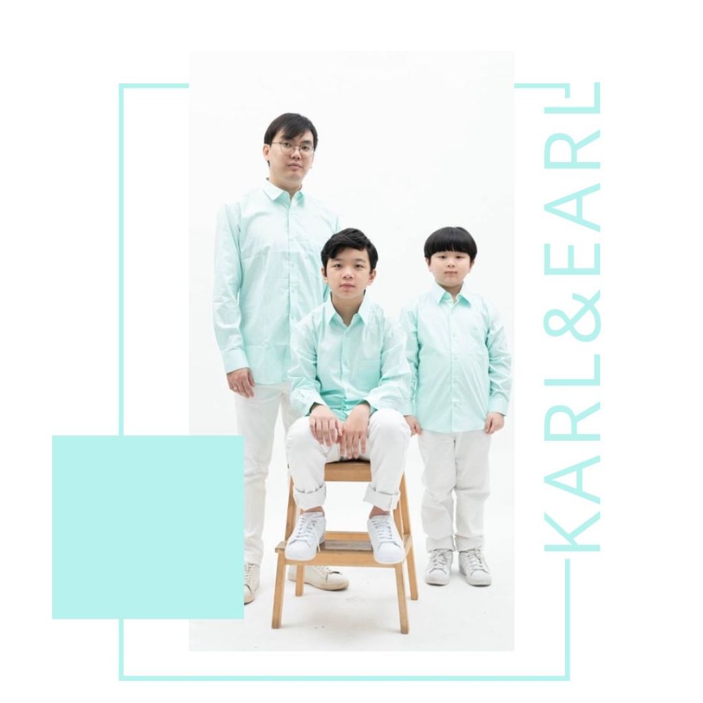 KEMEJA ANAK LENGAN PANJANG WARNA HIJAU MINT/ KEMEJA POLOS PAPA ANAK KARL & EARL