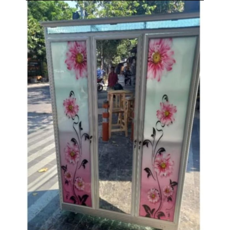 Lemari Baju Aluminium 3 Pintu | Lemari Pakaian 3 Pintu Kaca | Lemari | Almari | Lemari Baju Pakaian 