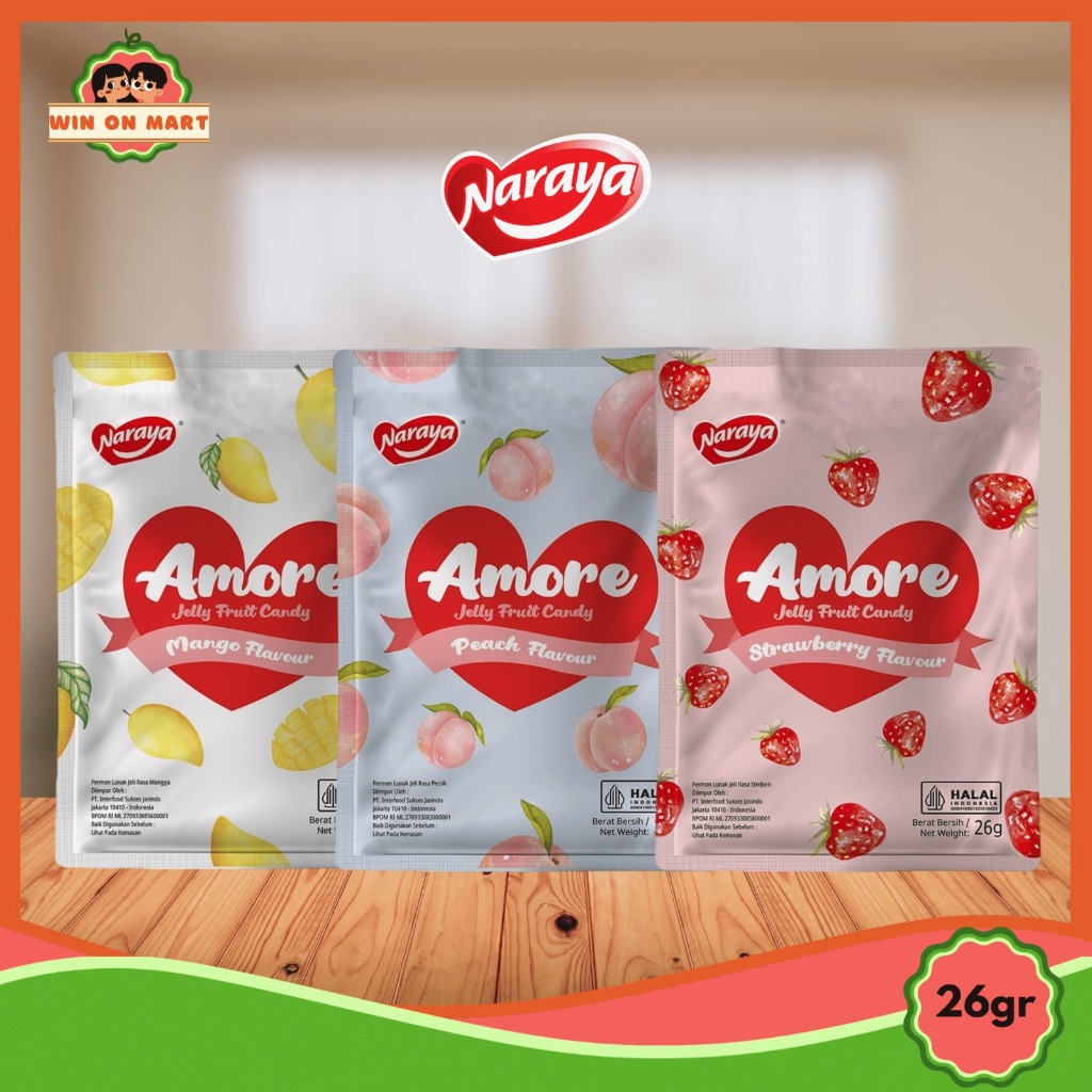 

Permen | Naraya Amore Candy Jelly 26g | Mango | Peach | Strawberry