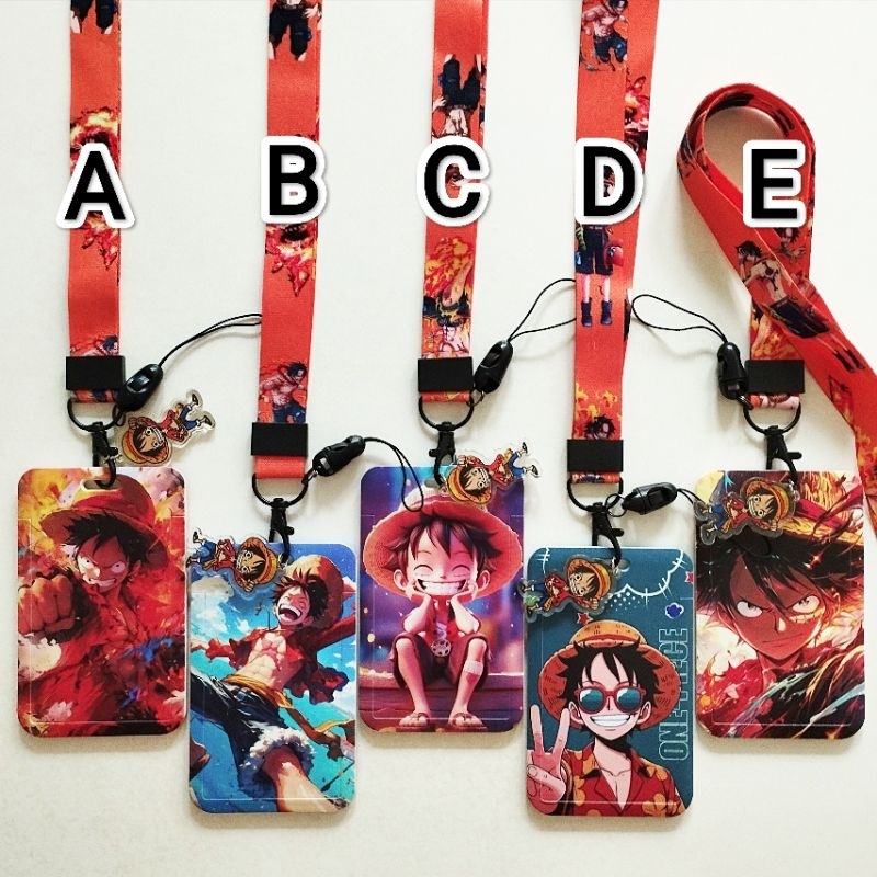 

Luffy One Piece ID Card Holder Lanyard 1 Name Tag Gantungan Kalung Wadah Kartu Nama