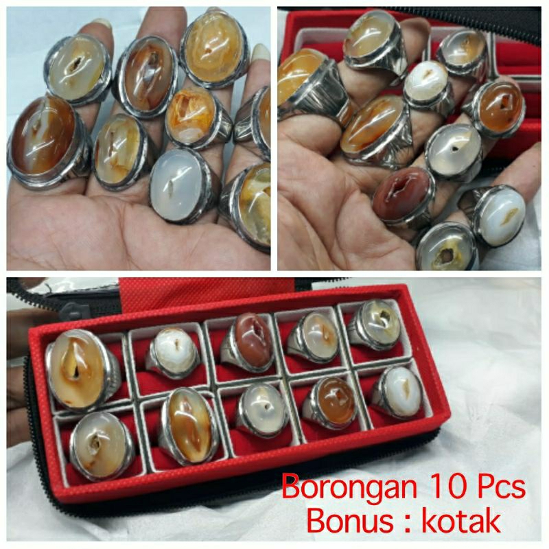 BORONGAN 10 BIJI CINCIN BATU COMBONG KANTONG SEMAR + Kotak