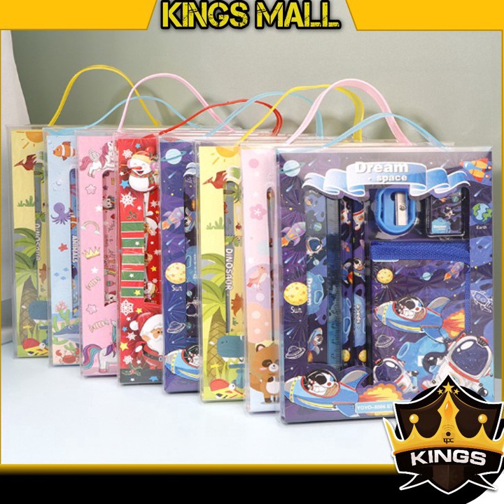 

Baru Bermanfaat KINGS S5926 Stationery Set Alat Tulis Set 6 in 1 Hadiah Souvenir Paket Alat Tulis Dompet Anak Alat Tulis Set Karakter