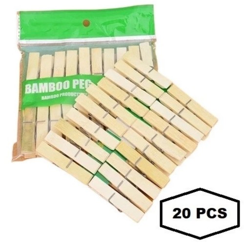 Jepitan Jemuran Bambu Natural Bamboo Peg / Capitan Baju isi 20pcs