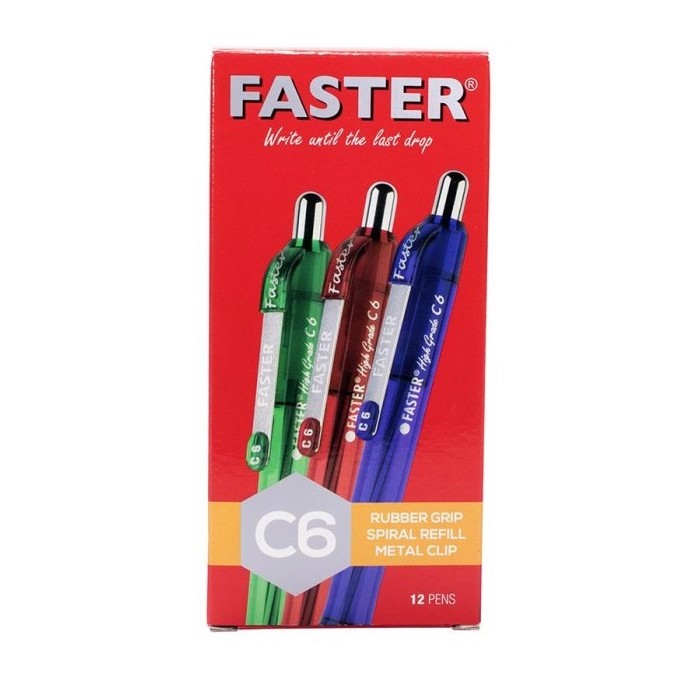 

Pulpen Faster C6 Extra Fine 0.7mm Original Warna (12 PCS) / Ballpoint Pulpen Faster C6 1 Lusin