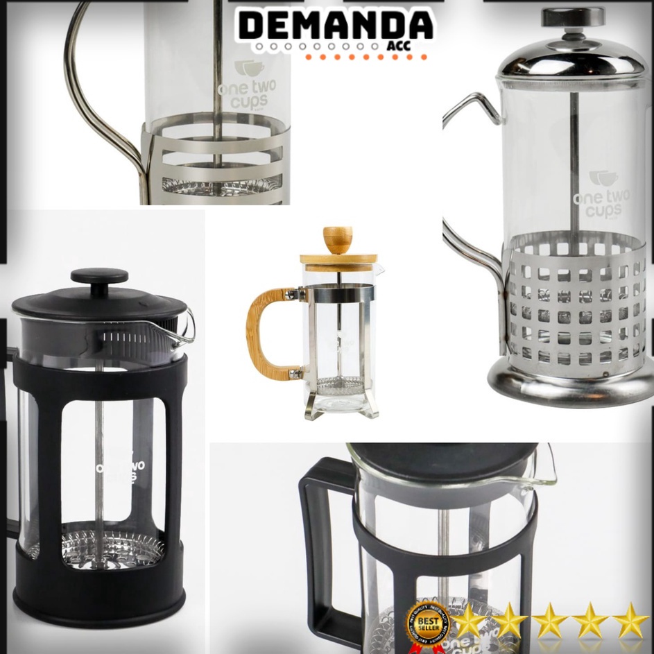 Grosir Murah  GELAS PENYARING KOPI  GELAS PRES KOPI ALA BARISTA Press Coffee Maker Pot Bean Pattern 