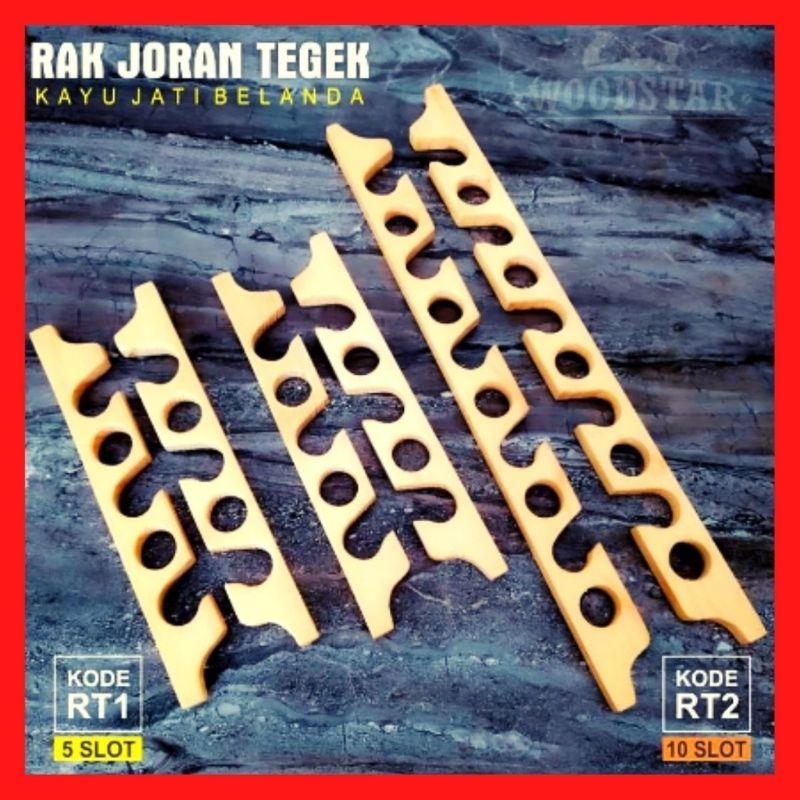 Rak Joran Tegak Kayu / Rak Joran Pancing Dinding Tegak / Rak Joran Kayu