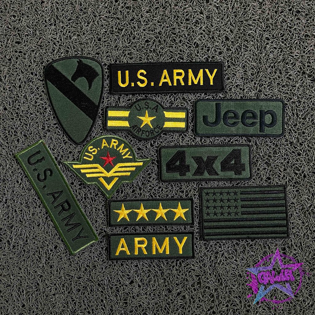 Patch Bordir bagian tangan emblem bordir army kemeja tempelan jahit name tag iron patch patch musik 
