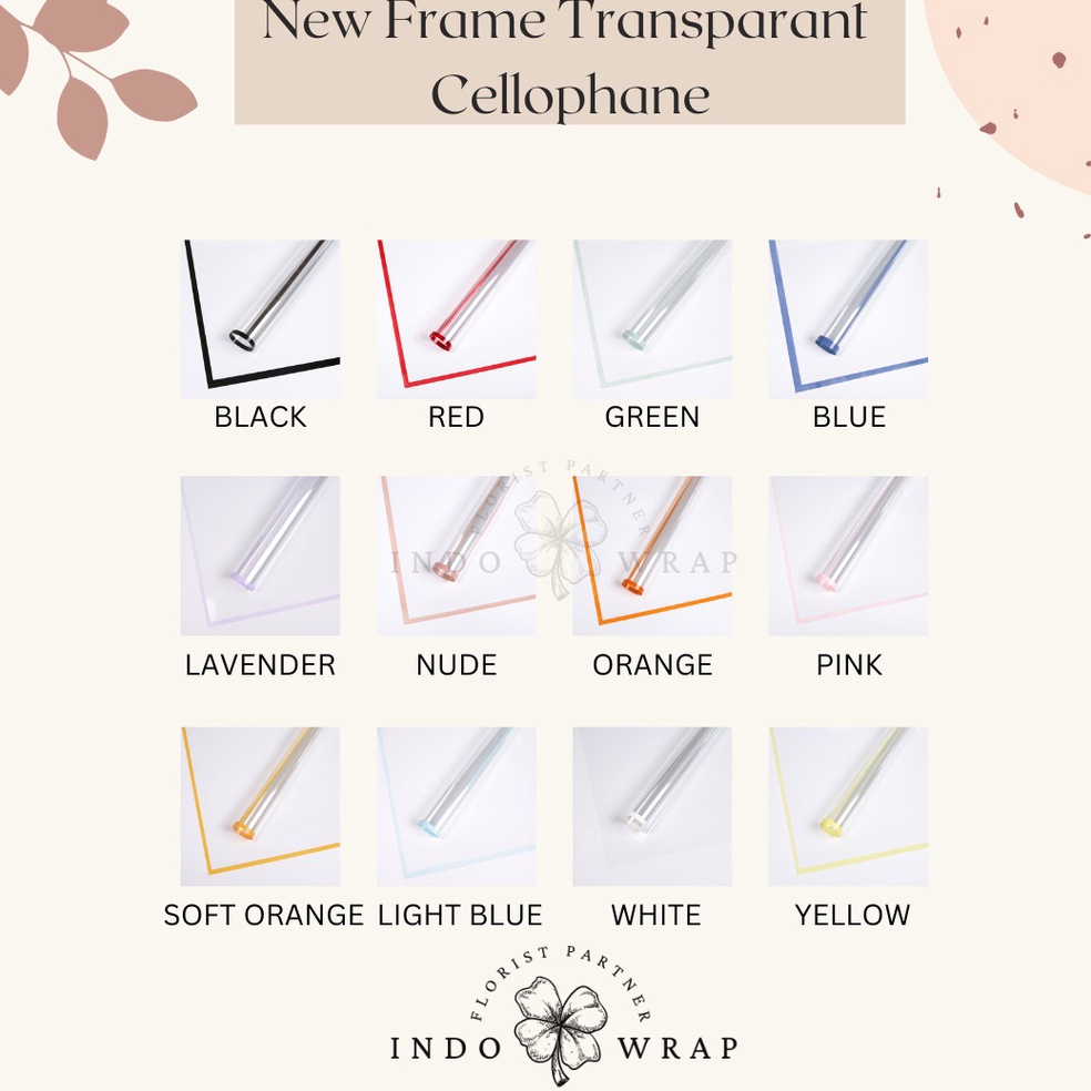 

Kejutan Untung 2 LEMBAR FLOWER WRAPPING NEW FRAME TRANSPARANT CELLOPHANE WATERPROOF KERTAS BUKET BUNGA PACK FLOWER WRAP