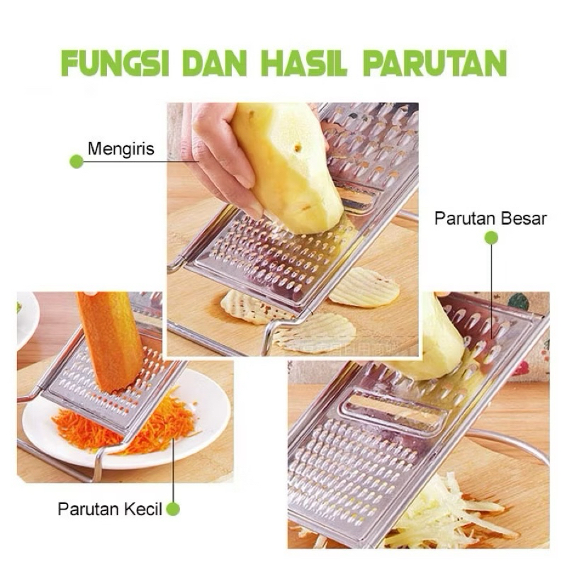 Parutan Keju BESAR 3 IN 1 Multifungsi Stainless Steel Parutan Buah Sayur Pengiris Pemarut grater Ala