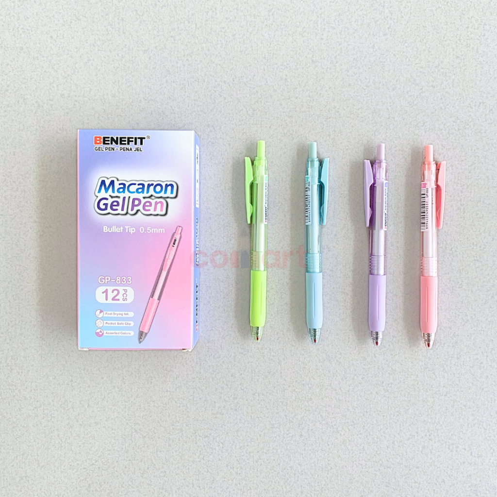

1 PCS Gel Pen Benefit Macaron GP-833 - Pen Cetit Warna Pastel - Pulpen - Ballpoint Gel Mekanik - Gelpen - Bullet Tip 0.5MM - Mechanical Pen - Knock GelPen