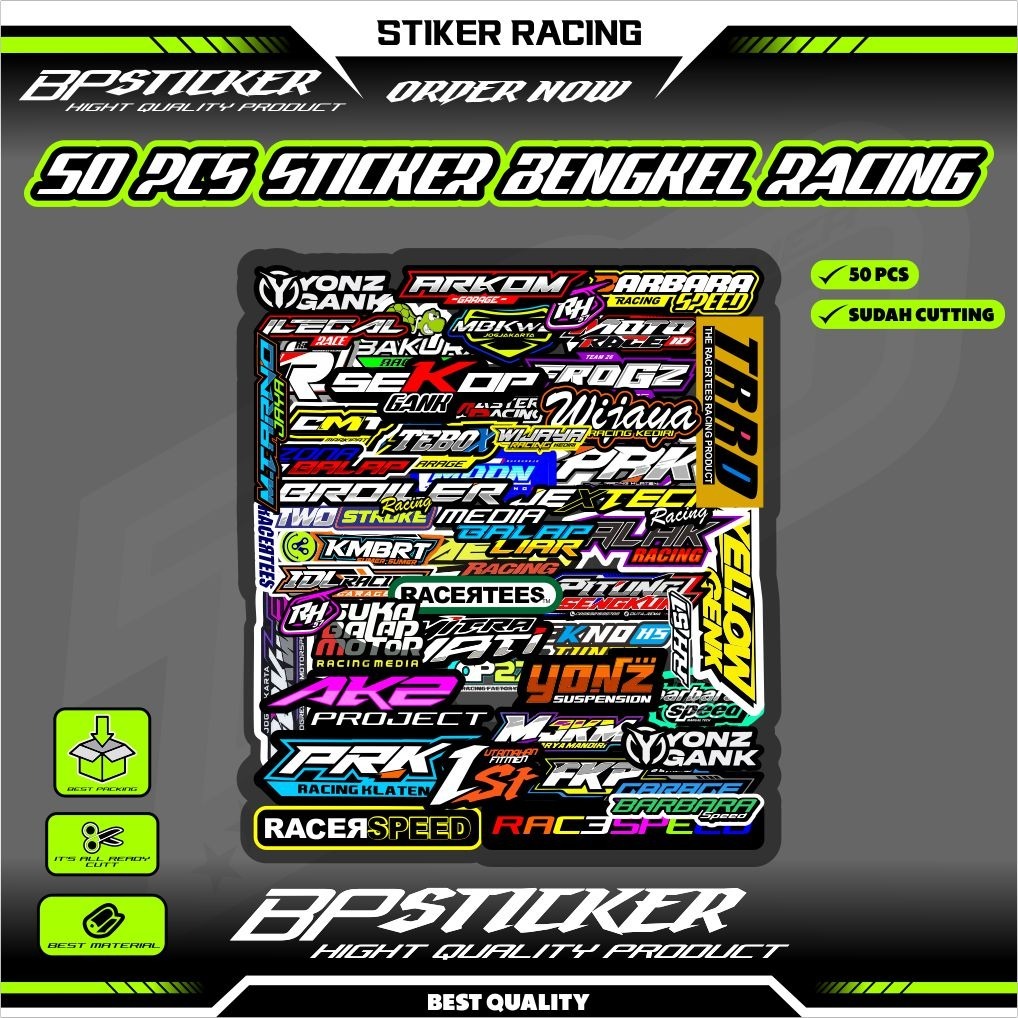 

Stiker paket stiker bengkel isi 50 pcs sudah cutting murah terlarisssss