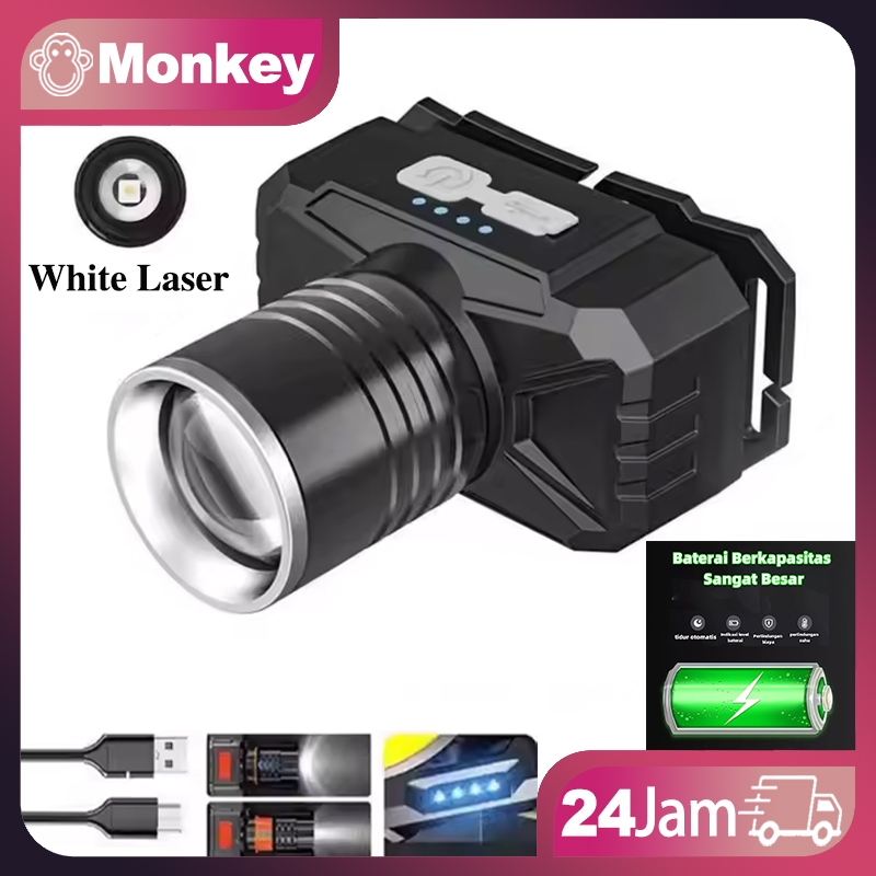 Senter kepala/lampu senter kepala/ led zoom super terang mitsuyama