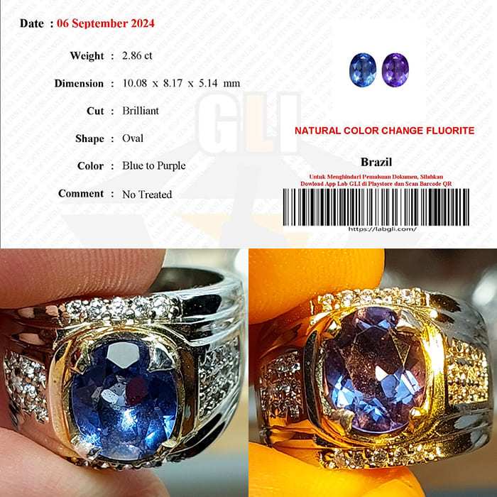 Natural Color Change Fluorite 2,86 Carat