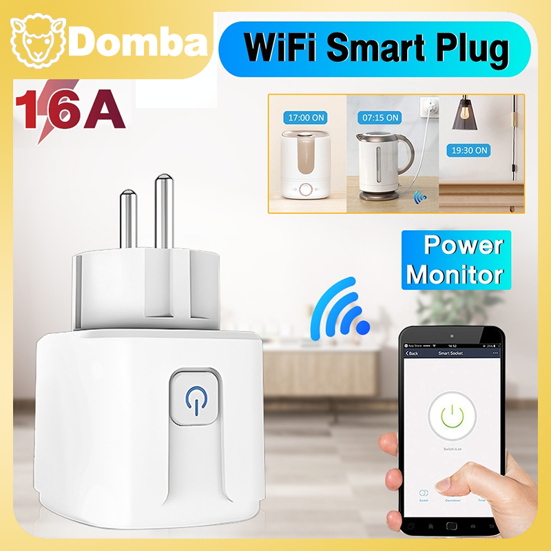 WiFi Smart Plug Socket 16A with Power Monitor Stop Kontak Colokan stop kontak timer with power stati
