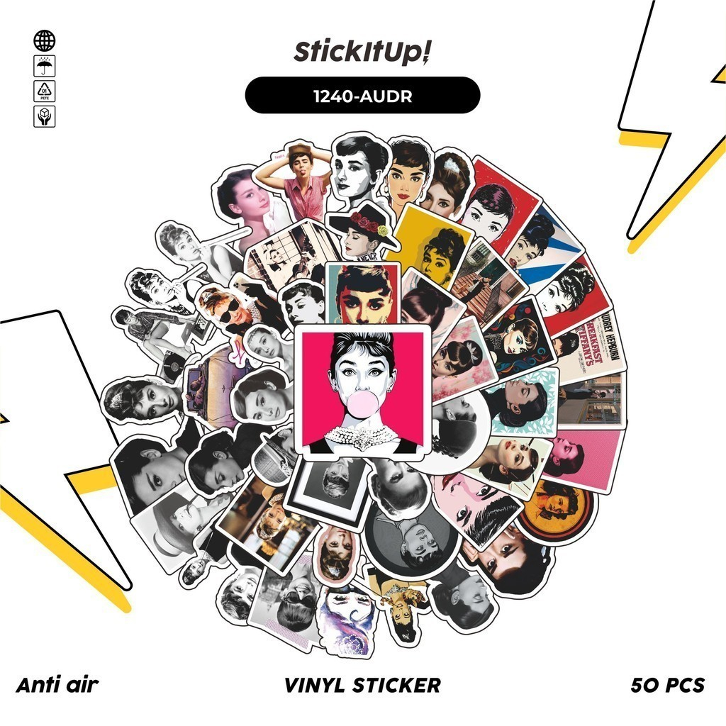 

COD✨ 100 Pcs Stiker Audrey Hepburn Lucu Anti Air Untuk Dekorasi Notebook Sepeda Skateboard Handphone DIY