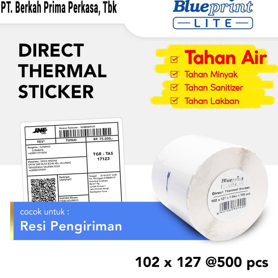 

KODE N78T Direct Thermal Sticker 12x127 BLUEPRINT Lite Kertas Stiker Label 12 x 127 mm 5Pcs 1 Roll
