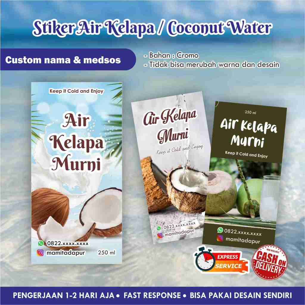 

[35 pcs] Stiker minuman Coconut Water / Air Kelapa cromo / kemasan minuman / kemasan botol