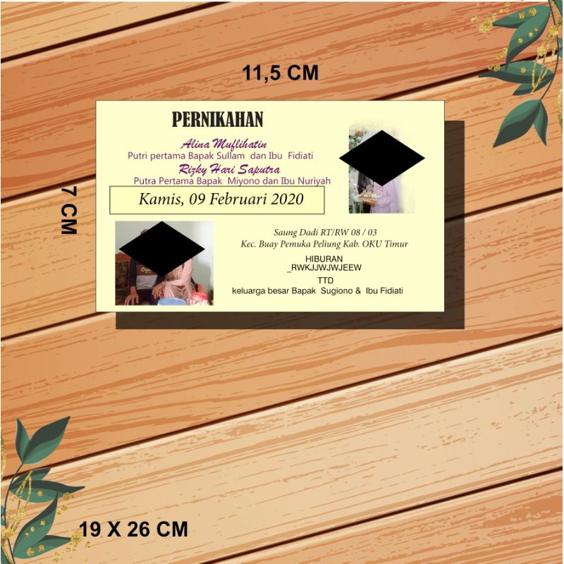 Undangan Kecil punjungan / besek / tonjok custom