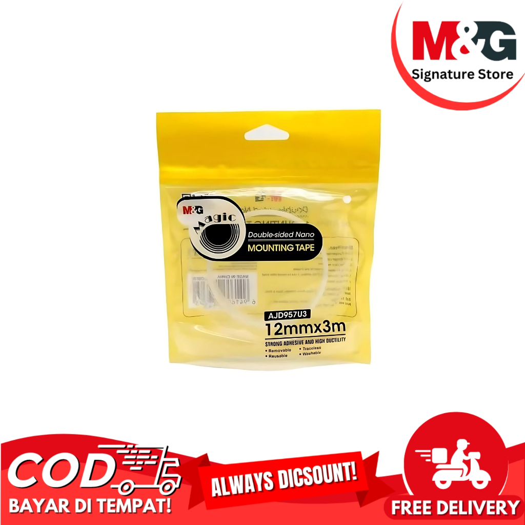 

Double Tip Jelly M&G Mounting Tape Double Sided Transparant M&G 1/2 inchi #AJD957U3 12mmx3m