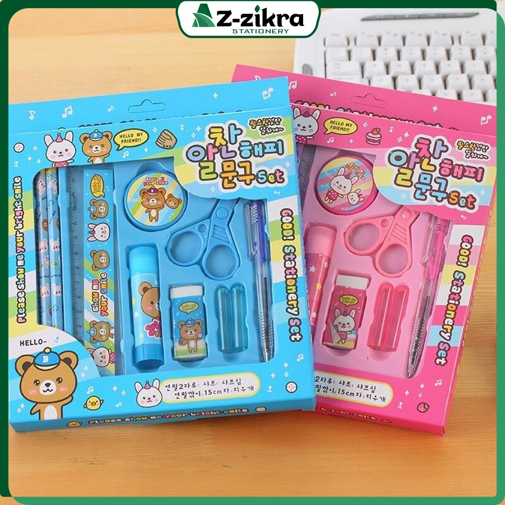 

Paket Alat Tulis Anak TK / Alat Tulis Set 8in1 Karakter Stationery Kids / Set School Supplies for Child Writing Gift Eraser Ruler Az Zikra Stationery A26