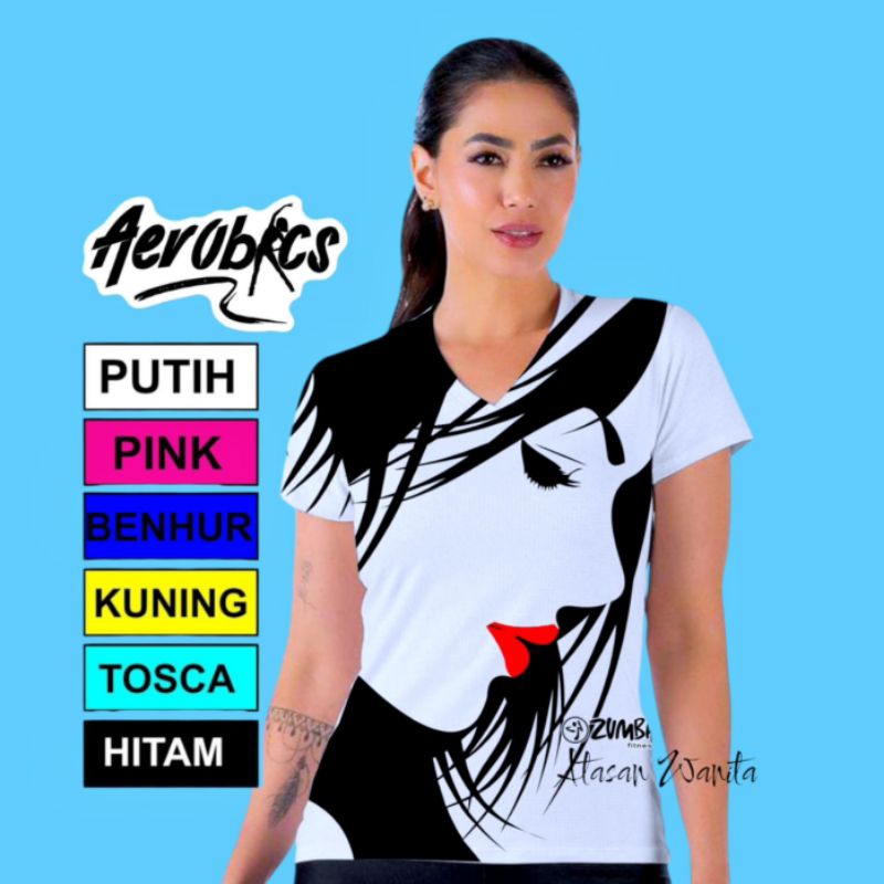 Kaos Olahraga Wanita Baju Running Senam Zumba Aerobic Cewek