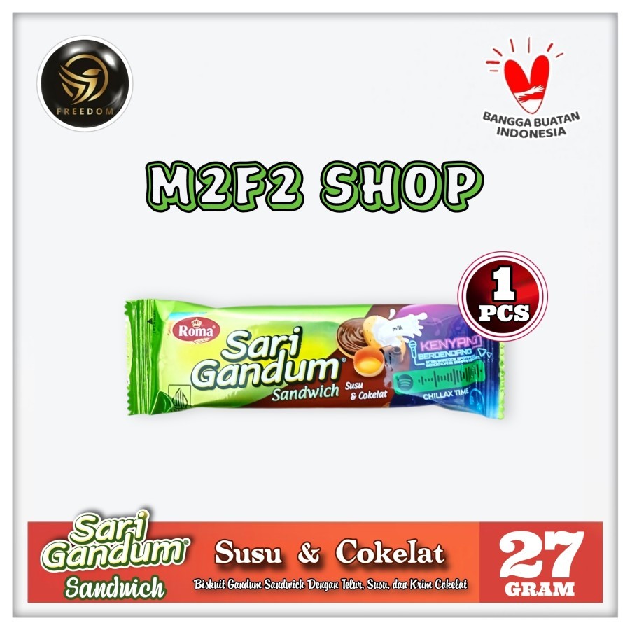 

Roma Biskuit Sari Gandum Sandwich Rasa Susu dan Cokelat - 27 gr (Kemasan Satuan)