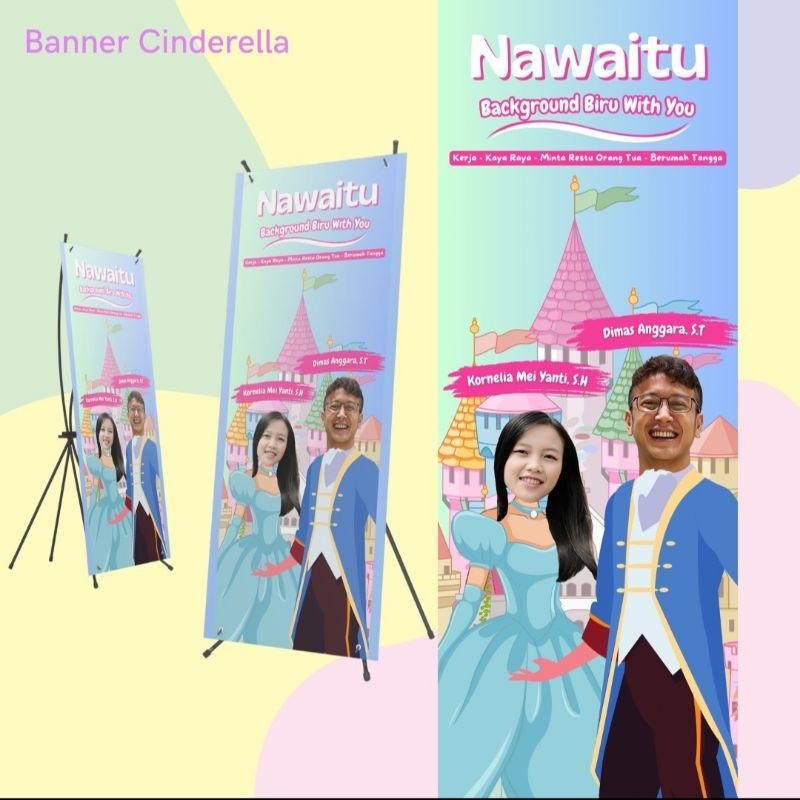 CETAK BANNER WISUDA CINDERELLA [X-BANNER UKURAN 160x60]