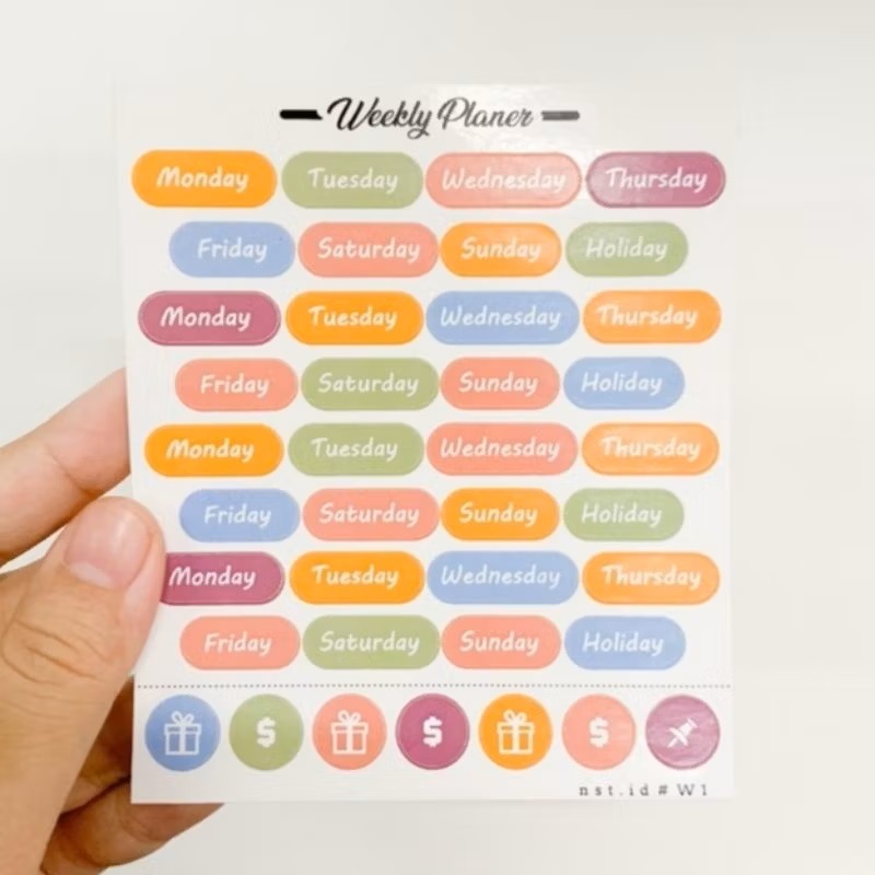 

stiker hari stiker days stiker lucu stiker journal stiker aesthetic stiker alfabet DT DIY planner weekly