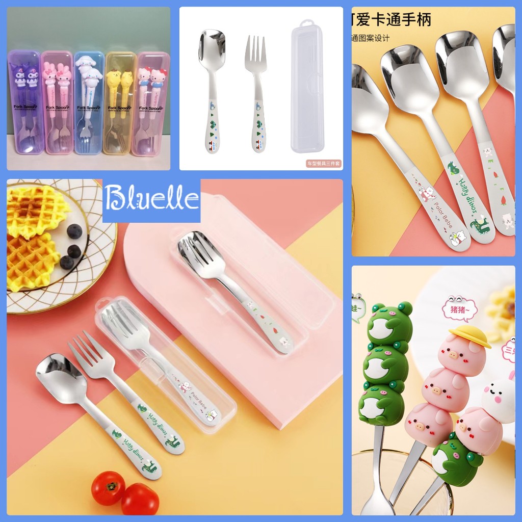 Sendok Anak SET Stainless Steel Karakter Lucu Sendok Garpu Makan Anak