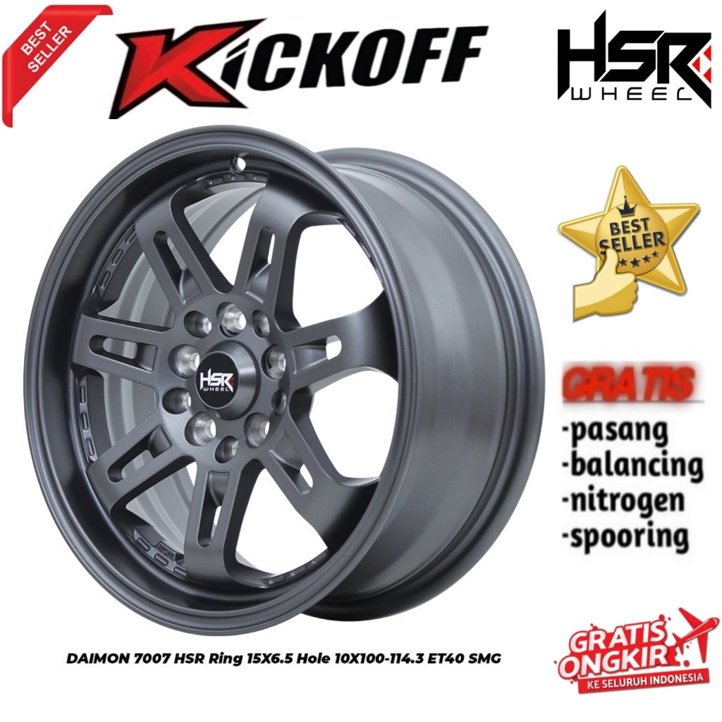 VELG MOBIL RACING RING 15 DAIMON HSR HOLE 5X100 & 5X1143 SEMI MATTE GREY